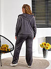 Жіночий велюровий костюм 3-ка NOBILITAS 42-54 графітового кольору, фото 3