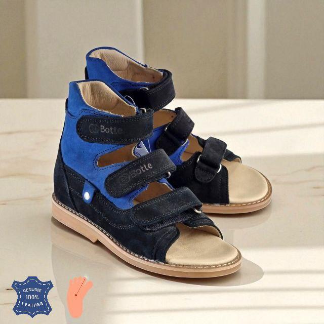 Дитячі ортопедичні шкіряні антиварусні сандалії без супінатора на хлопчика 23 розмір, фото 1