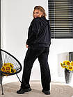 Жіночий велюровий костюм 3-ка NOBILITAS 42-54 чорного кольору, фото 3