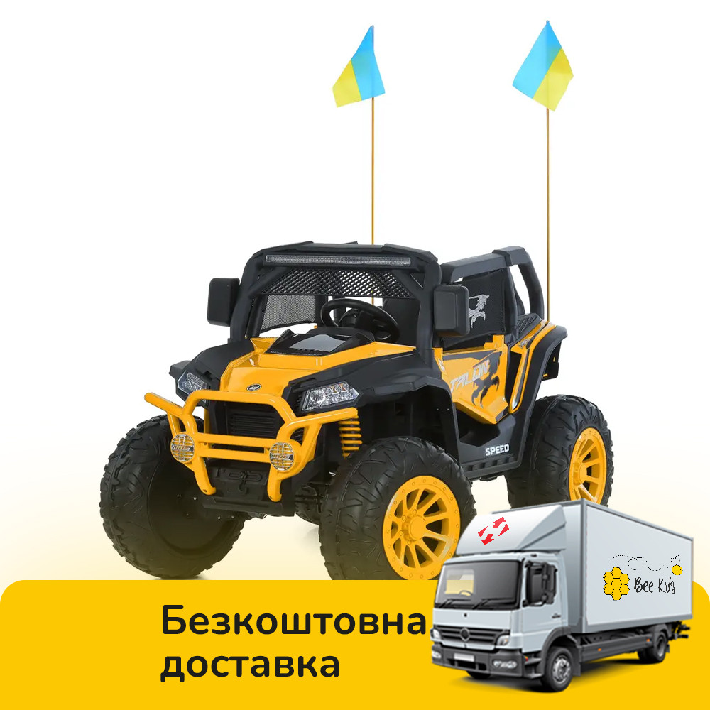 Електромобіль джип Баггі (р/к, 4мотор45W, 1аккум24V8AH, USB, EVA, BLUETOOTH) Bambi M 6131EBLR-7(24V) Жовтий, фото 1
