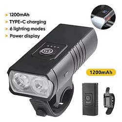 Фара велосипедна F0-60-2T6, waterproof, Li-Ion аккум-р, ЗУ Type-C