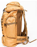 Вмісткий великий вологостійкий тактичний рюкзак Brandit 70л. Колір койот, фото 4