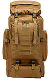 Вмісткий великий вологостійкий тактичний рюкзак Brandit 70л. Колір койот, фото 3