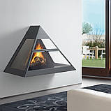 Трикутний пристінний камін дров'яний підвісний Traforart Admeto Frontal задній димохід, фото 2