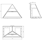 Трикутний пристінний камін дров'яний підвісний Traforart Admeto Frontal задній димохід, фото 3
