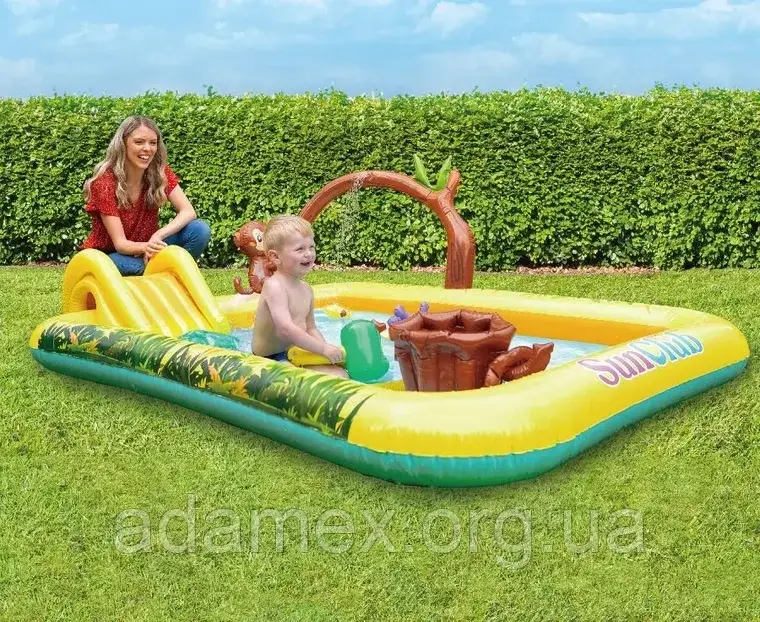 Надувной бассейн для детей с горкой 214x167см SunClub