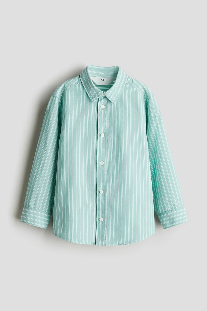 Сорочка бавовняна зелена в смужку H&M 140см, фото 1