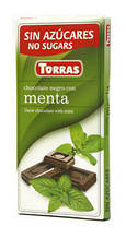 Шоколад чорний без цукру Torras з м'ятою Іспанія 75 г