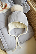 Зимовий дитячий теплий комбінезон для новонародженого з шапочкою 0-6 міс комбінезон-мішечок на виписку, фото 4