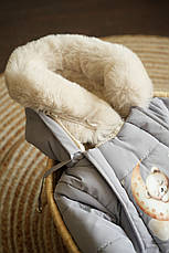 Зимовий дитячий теплий комбінезон для новонародженого з шапочкою 0-6 міс комбінезон-мішечок на виписку, фото 5