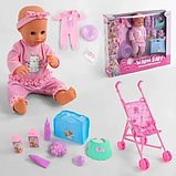 Пупс функціональний 13 функцій, ходить в туалет, їсть, 2 вбрання, коляска, аксесуари, в коробці (WZJ 055 B), фото 2