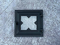 Дверка топочна зі склом 25.5х27 см. для печі, каміну