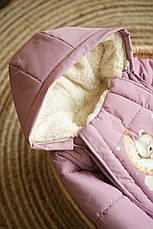 Зимовий дитячий теплий комбінезон для новонародженого з шапочкою 0-6 міс комбінезон-мішечок на виписку, фото 2