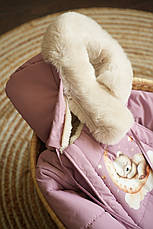 Зимовий дитячий теплий комбінезон для новонародженого з шапочкою 0-6 міс комбінезон-мішечок на виписку, фото 3