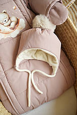 Зимовий дитячий теплий комбінезон для новонародженого з шапочкою 0-6 міс комбінезон-мішечок на виписку, фото 4