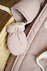 Зимовий дитячий теплий комбінезон для новонародженого з шапочкою 0-6 міс комбінезон-мішечок на виписку, фото 3