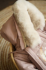 Зимовий дитячий теплий комбінезон для новонародженого з шапочкою 0-6 міс комбінезон-мішечок на виписку, фото 5