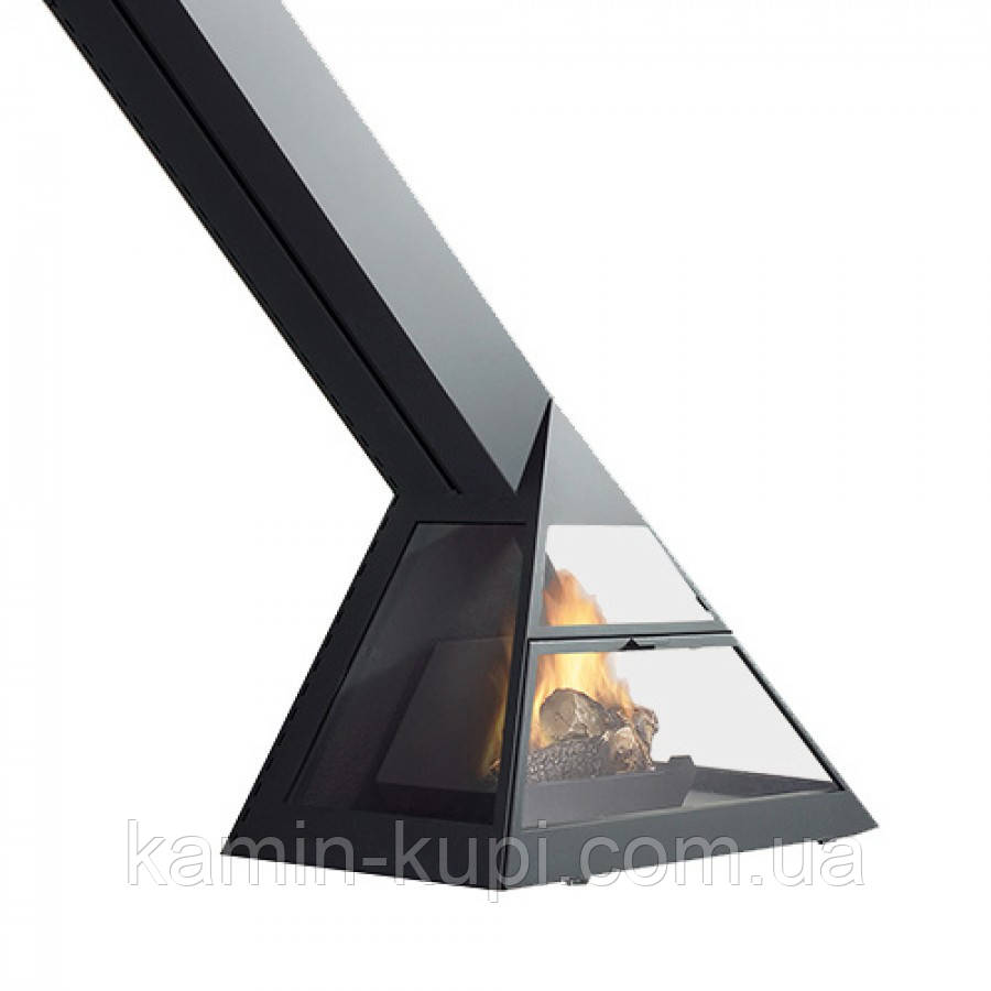 Пристінний камін дров'яний підвісний для дачі Traforart Admeto Frontal косий димохід, фото 1