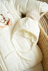 Зимовий дитячий теплий комбінезон для новонародженого з шапочкою 0-6 міс комбінезон-мішечок на виписку, фото 4