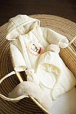 Зимовий дитячий теплий комбінезон для новонародженого з шапочкою 0-6 міс комбінезон-мішечок на виписку, фото 5