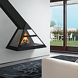 Пристінний камін дров'яний підвісний для дачі Traforart Admeto Frontal косий димохід, фото 2