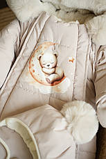 Зимовий дитячий теплий комбінезон для новонародженого з шапочкою 0-6 міс комбінезон-мішечок на виписку, фото 2