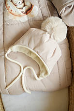 Зимовий дитячий теплий комбінезон для новонародженого з шапочкою 0-6 міс комбінезон-мішечок на виписку, фото 3