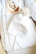 Зимовий дитячий теплий комбінезон для новонародженого з шапочкою 0-6 міс комбінезон-мішечок на виписку, фото 3