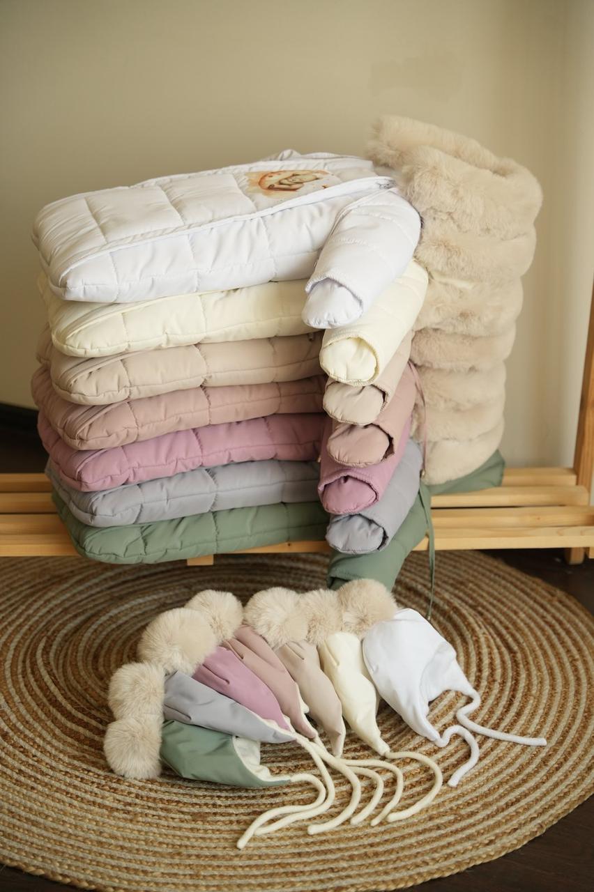 Зимовий дитячий теплий комбінезон для новонародженого з шапочкою 0-6 міс комбінезон-мішечок на виписку