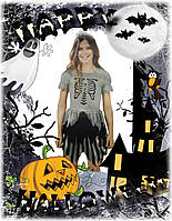 Детское платье с обручем Пиратка на Хеллоуин размер М 7-10 лет серый