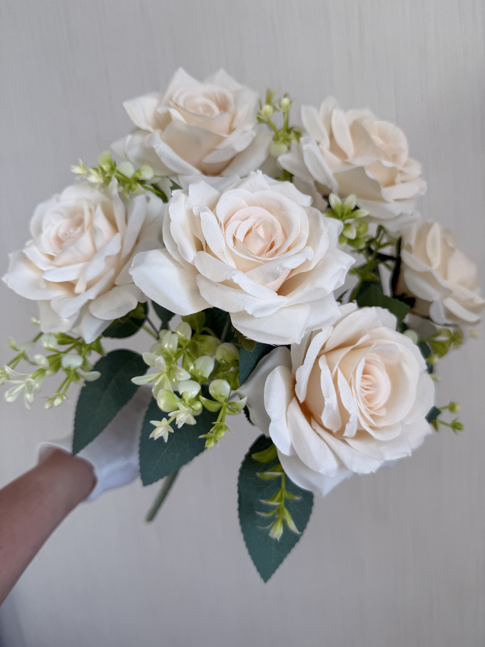 Штучні троянди . Букет штучних троянд ( 41 см , айворі ), фото 1