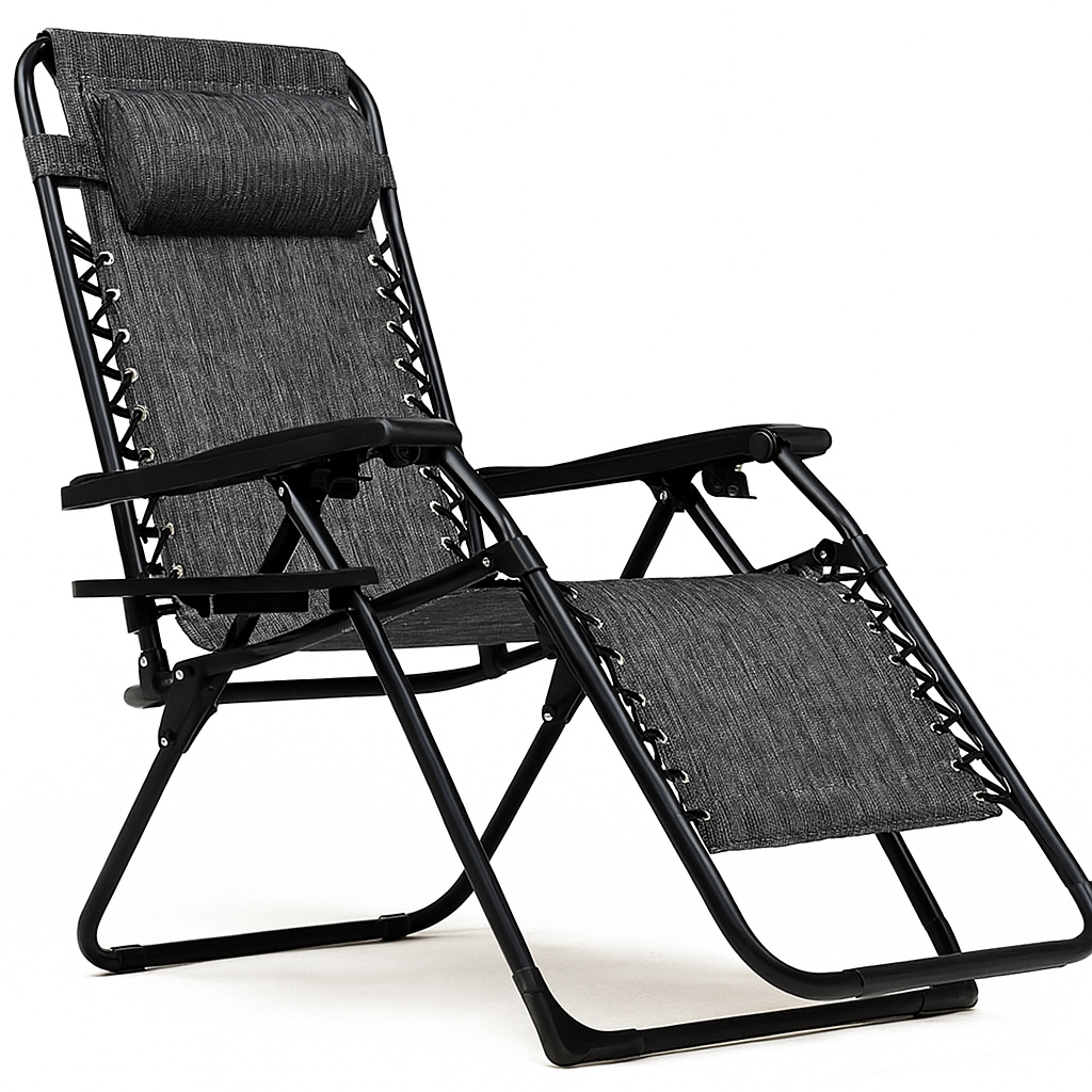 Комфортне крісло-шезлонг LEOBRO Zero Gravity Grey (LB-ZGC-F1-GRY), фото 1