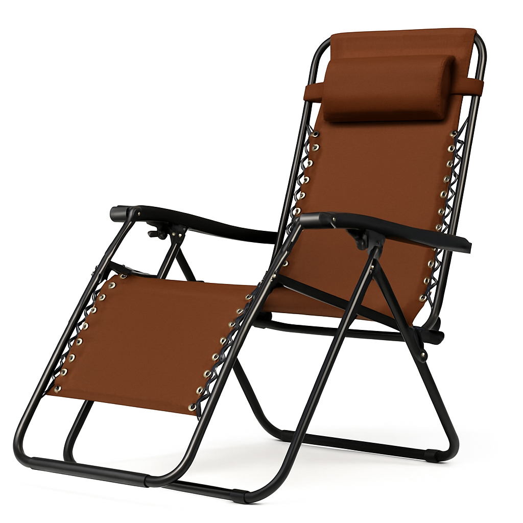 Комфортне крісло-шезлонг LEOBRO Zero Gravity Brown (LB-ZGC-F1-BRN), фото 1