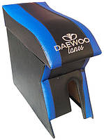 Подлокотник Daewoo Lanos, Sens (Деу Ланос, Сенс) Люкс черный с синим с вышивкой