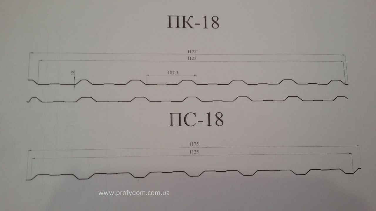 Профнастил ПК-18, ПС-18, 0.45 мм, Китай, Україна  