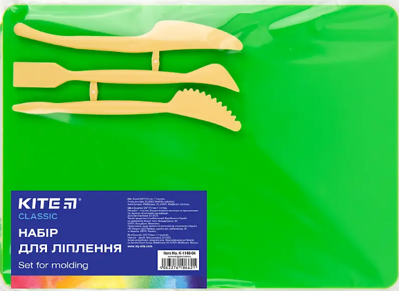 Дошка для ліплення "Kite" Classic 180х250мм + 3 стеки, зелена №K-1140-04, фото 1
