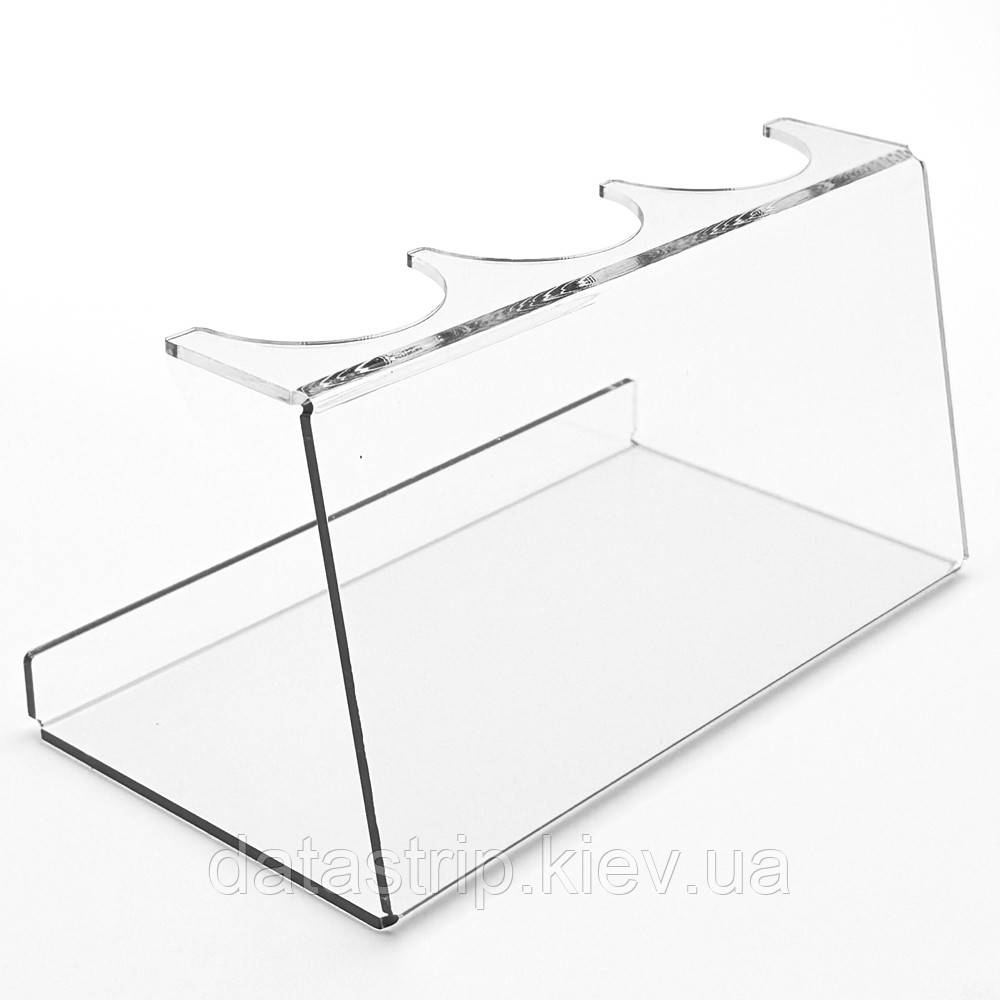 Підставка для хот-догів та шаурми з прозорого акрилу на 3 хот-доги, 215×115×120 мм, фото 1