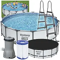 Каркасний басейн Bestway 56418 366x100см з насосом та драбинкою + накриття