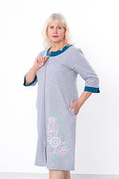 Халат жіночий сірий на блискавці з кишенями з рукавом 3/4