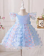 Детское нарядное праздничное платье для девочек с бабочками 5 лет (110-116)