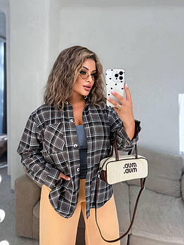 Сорочка жіноча у клітинку з турецької фланелі рр. 48-50, 52-54, 56-60