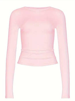 Жіночий обтислий лонгслів 42-46, 48-52 Рожевий