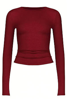 Жіночий обтислий лонгслів 42-46, 48-52 бордо