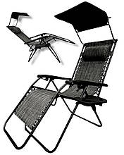 Крісло шезлонг розкладне з козирком від сонця Leobro Zero Gravity темний сірий