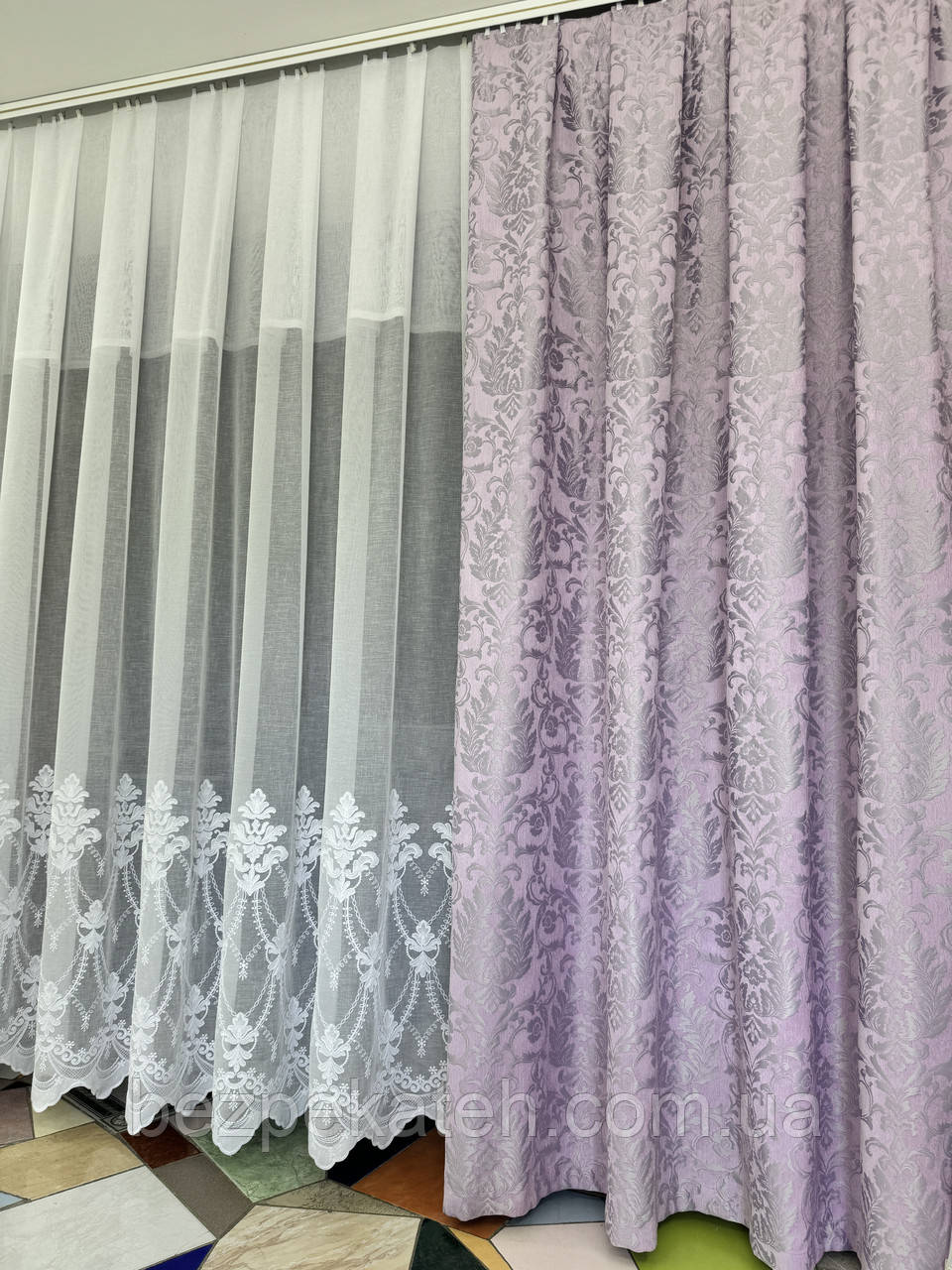 Щільні бузкові штори з коронами шеніл блекаут у зал, спальню, вітальню, фото 1