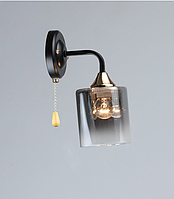 Бра на стену в стиле лофт черное настенное со стеклянным плафоном в спальню черного цвета стильное black