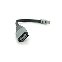 Конвертер Type-C на VGA 18см плоский чорно-сірий для ноутбука picnic