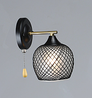 Бра на стену в стиле лофт черное настенное со стеклянным плафоном в спальню черного цвета стильное bl01039