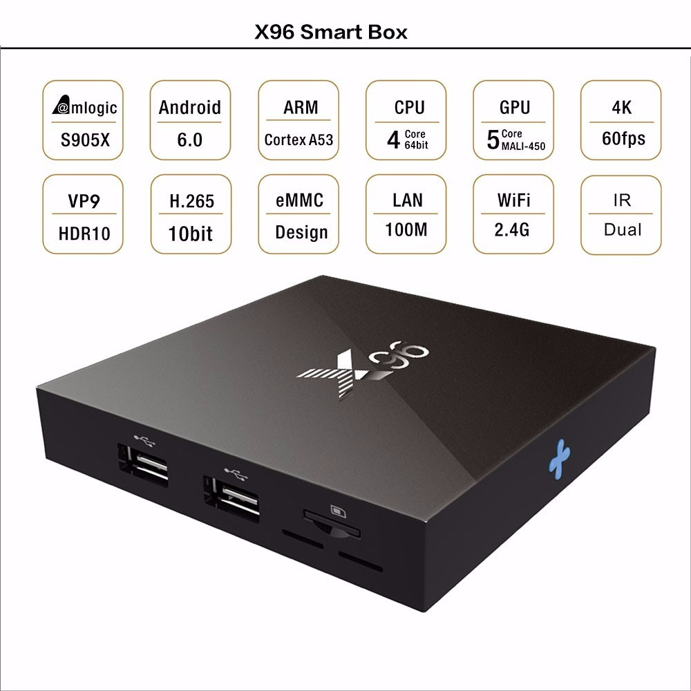 Смарт ТВ-приставка X96, 2/16 Gb, Android 6.0, UltraHD 4K, процессор Amlogic S905X, 2.0 Ггц - фото 5 - id-p473762168
