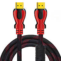 Кабель HDMI-HDMI 20м, з фільтром у тканинному обмотці / Кабель мультимедійний / Відео кабель для телевізора
